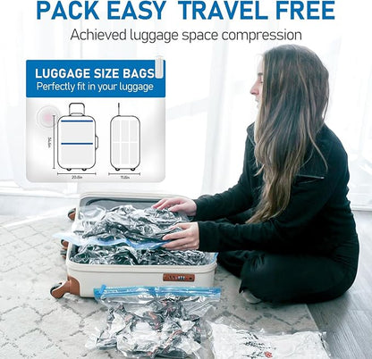 VMstr Vacuum Storage Bags with USB Electric Pump, 6 Pack Carry-on Size Space Saver for Clothes and Clothing Travel, Compression Bags for Clothes