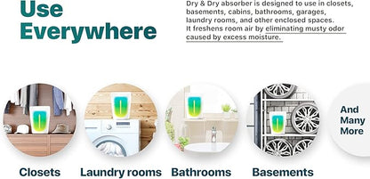 Dry & Dry 6 Pack Standing Moisture Absorbers to Control Excess Moisture in Basements, Closets, Bathrooms & Laundry Rooms