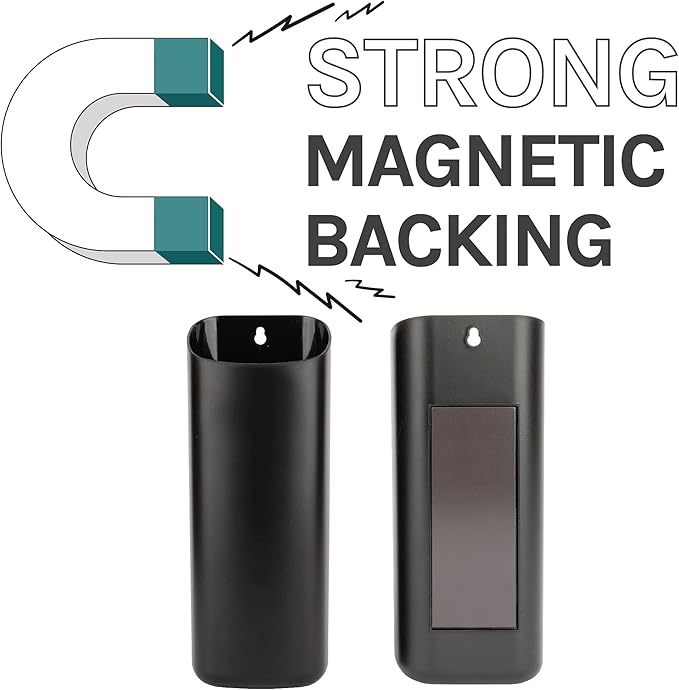 JS Jackson Supplies Small Black Lint Bin with Magnetic Back, Slim Profile Space Saving Trash Bin and Organizer for Laundry, Wall Mountable