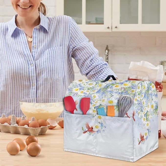 Cardinal Bird with Flower Mixer Dust Covers 6-8 Quart Stand Mixer Covers Protector Accessories Kitchen Decoration