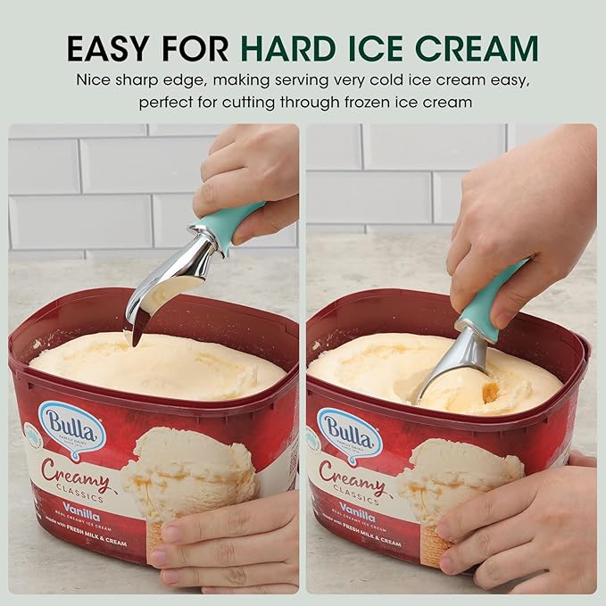 Beneno Heavy Duty Ice Cream Scoop - Upgraded Anti-Fracture Design, Comfortable Grip Long Handle, Effortless Scooping & Dishwasher Safe, Mint