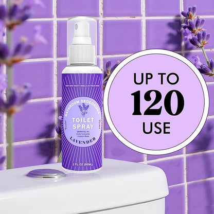 Toilet Spray Travel Size Lavender, Air Freshener Bathroom Spray, Up to 240 Uses, 2 Pack