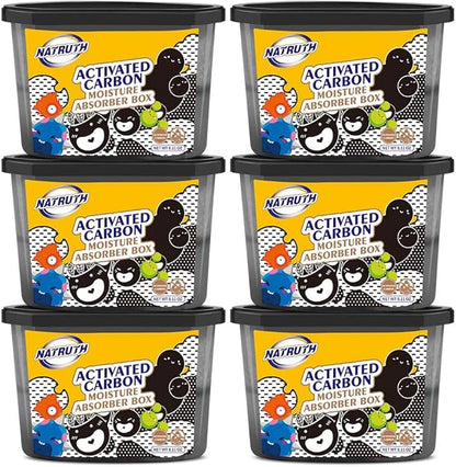 NATRUTH Moisture Absorbers 10.5OZ*6-Pack With Activated Charcoal,Portable Closet Dehumidifier, Odor Eliminator Absorber Bucket,Humidity Absorber,Cleaner Air Dehumidifier for Closet,Bathrooms, Boats