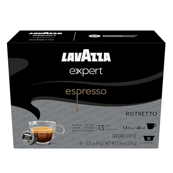 Lavazza Expert Espresso Ristretto Capsules, Extra Dark Roast, Arabica and Robusta Blend, Compatible with Lavazza Classy Machines (36 Capsules)