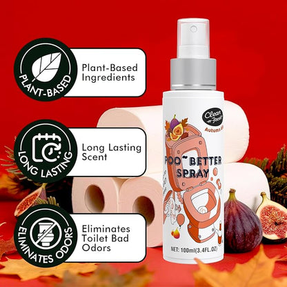 Clean-n-Fresh Toilet Spray, Autumn Air, Bathroom Odor Deodorizer, Air Fresheners for Home and Work, 6.8 Fl.Oz, Up to 400+ Uses