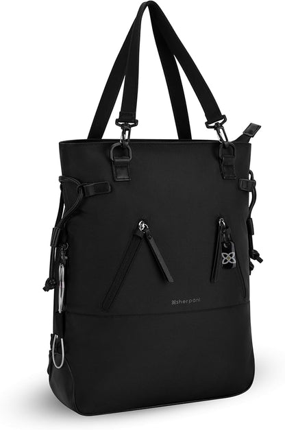 Sherpani Tempest, Anti Theft Convertible Backpack Tote, 14L Travel Backpack, Travel Gifts for Women, Handbags, RFID Protection, Fits 15” Laptop (No Sleeve) (Carbon)