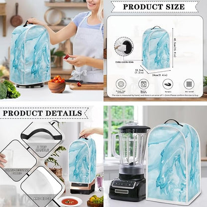 White Blue Marble Texture Pattern Appliance Covers Set Washable Kitchen Blender Dust Cover Bread Maker Toaster Cover 4 Slice Kitchen Accessories