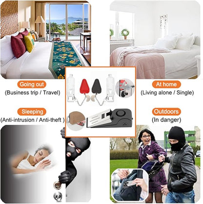 3 Packs Portable Door Stop Alarm & Door Lock, Upgraded Home Security Door Locker Devices Pocket Door Stopper Self Defensey Tools for Travel Home Apartment