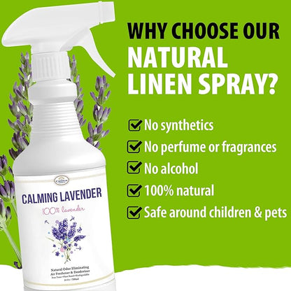 Natural Lavender Linen Spray (24oz) - Linen, Sleep Spray, Room Spray - Quality Lavender Oil Essential Oil Odor Eliminator, Deep Sleep Pillow Mist, Linen Spray for Bed, Sheet, Pillows, Aromatherapy