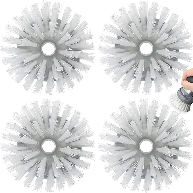 Shadowgallery Palm Brush Refills for OXO Steel Soap Dispensing Dish Brush - 4 Pack Cleaning Replacement Brush Head for OXO Palm Brush(Grey)