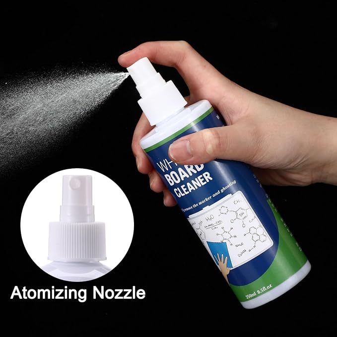 12 Pack Whiteboard Cleaner Spray 8.5oz Dry Erase Board Cleaner with 6 Cloths Non Toxic Dry Erase Cleaner Removes Stubborn Marks from Whiteboards