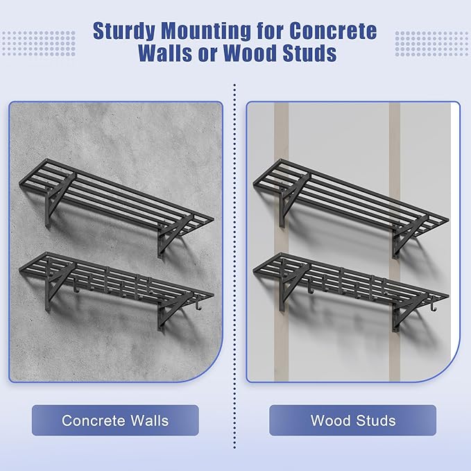 2-Pack 1x4ft Heavy Duty Garage Shelving, 1' x 4' Garage Wall Shelving Wall Mounted (2pack-1x4ft)