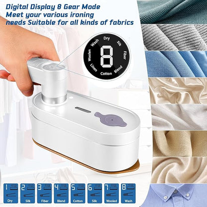 Travel Steamer for Clothes Portable Mini, 8 Steam & Iron Modes Iron Steamer, 2 in 1 Portable Steamer Support Dry&Wet Ironing, 15S Heating, 180° Rotatable Travel Steam Iron