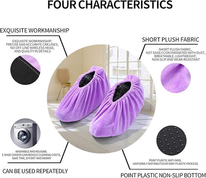 5 Pairs Reusable Non Slip Shoe Covers, Premium Soft Washable Thickened Boot Shoe Covers for Household, Office, Laboratory