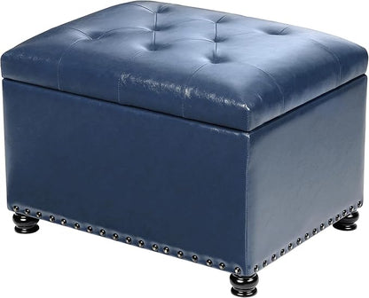 Joveco Faux Leather Storage Ottoman Bench Rectangle 24 Inch Foot Rest Ottomans
