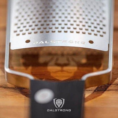 Dalstrong Professional Wide Cheese Grater - Fine - #304 Stainless Steel Blade - G10 Handle Kitchen Shredder - w/Blade Guard - Hard Cheese, Parmesan, Spices, Carrot, Garlic, Ginger - NSF Certified