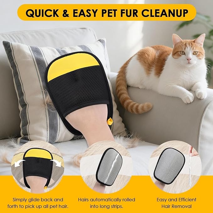 SAWMONG 2Pcs Pet Hair Removal Glove, Fan-Shaped Pet Hair Remover Glove Newly Upgraded, Removing Shed Pet Hair from Dogs & Cat, Reusable Pet Hair Removal Tool for Couch,Furniture, Carpet, Clothes
