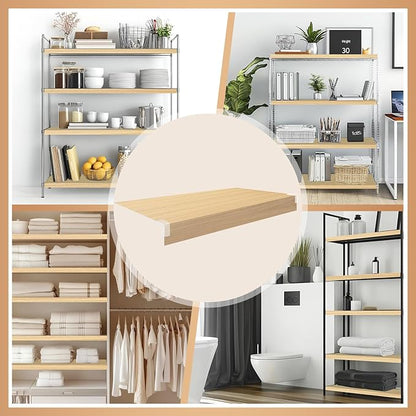 5 Pcs Wire Rack Covers 24x12x3 inch PVC Pantry Shelf Cover 0.31 inch Thick Removable Closet Wire Rack Shelf Covers,Decoration Kitchen Bathroom Office Shelving (Wood Color,24x12x3 inch)