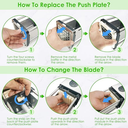 YOTAN Electric French Fry Cutter,French Fry Cutter Stainless Steel with 1/2 & 3/8 Inch Blade,Commercial and Household Electric Fry Cutter,Potato Slicer,Use for Potatoes,Onion,Cucumbers,Apples