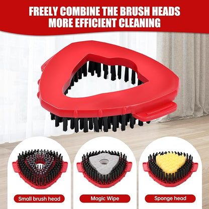2 Pcs Spin Mop Replacements Scrub Brush and 1 Mop Base with 6 Pcs Scouring Pad Compatible with Cedar EasyWring 1 Tank System，Including 6Pcs Scouring Pad + 12Pcs Heavy Duty Scrub Sponge
