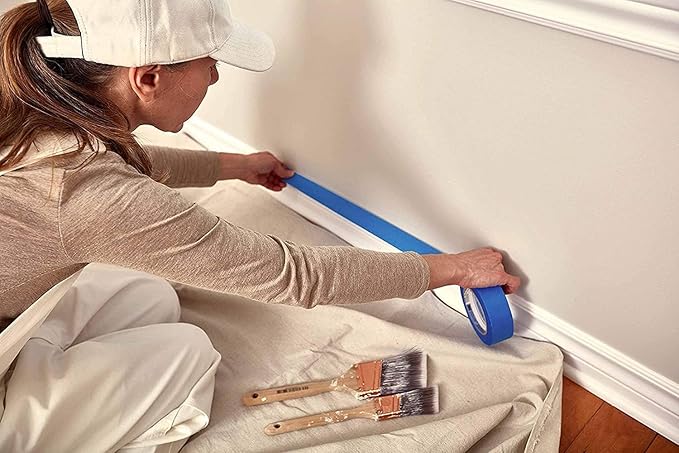 ZUPERIA Canvas Drop Cloth for Painting (Size 4' x10' Feet Pack of 4) Painters Drop Cloth for Painting, Furniture & Floor Protection, All Purpose Thick Canvas tarp with Double Stitched Edges