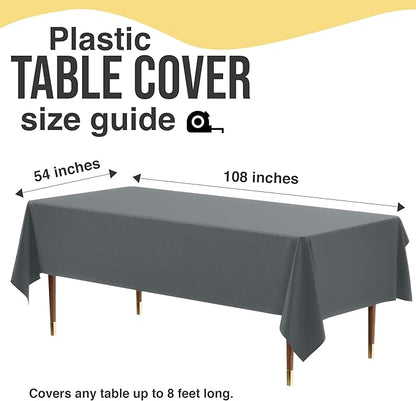 Exquisite 66% Thicker Premium Plastic Table Cloth Rectangle Table Cover 0.5 Mil 12 Pack Silver Table Cloth 54 Inch x 108 Inch Disposable Tablecloth Won't Tear Easily Like Cheap Thin Brands
