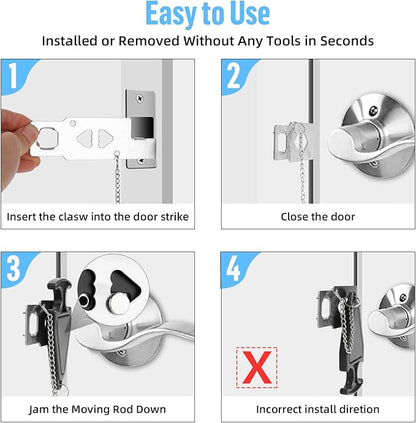 Upgraded Portable Door Lock & Door Stop Alarm, TOWODE Dual Protection Security Door Kit, Portable Door Lock for Travel Essential, for Traveling Hotel Home Apartment College House