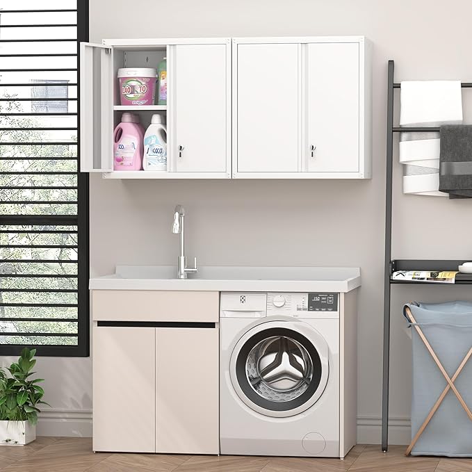 Metal Wall Cabinet,Garage Wall Mounted Cabinets,Steel Locking Cabinet,Metal Wall Cabinets for Office,Wall Cabinets with Doors and Shelves,Garage Cabinets for Home,Basement