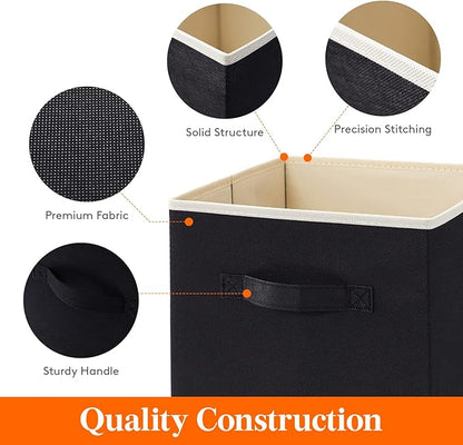Lifewit Collapsible Fabric Storage Cubes Bins Set 11 Inch, Foldable Cubby Organizers Boxes, 6 Pack Organizing Baskets for Shelf, Closet, Utility Room, Storage Room, 18L Black