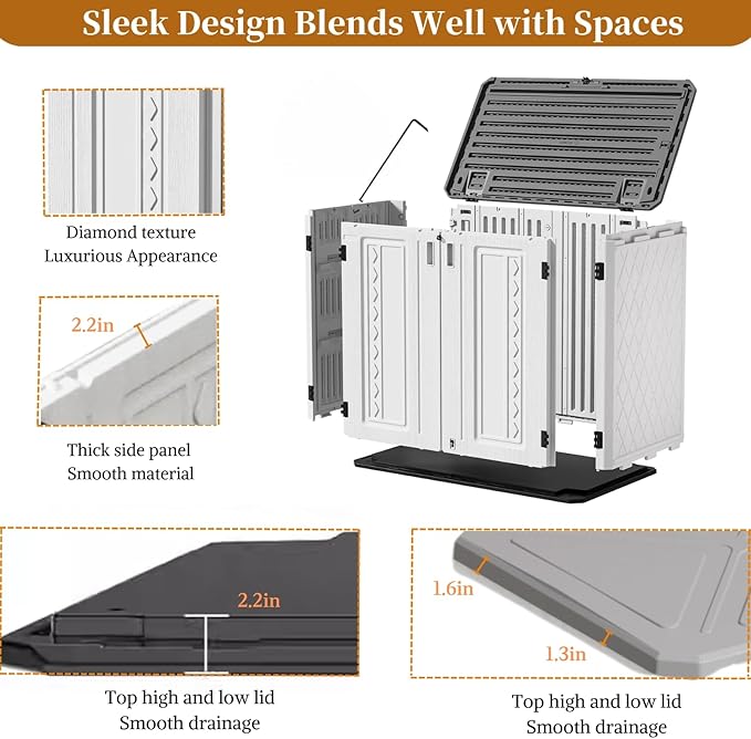 ZZM 4x3FT Heavy-Duty Outdoor Storage Shed | 34 Cu.Ft Waterproof Resin Cabinet with Double-Wall | UV-Resistant & Lockable for Garden Tools, Bikes, Patio Furniture (Wood Grain Texture)