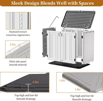 ZZM 4x3FT Heavy-Duty Outdoor Storage Shed | 34 Cu.Ft Waterproof Resin Cabinet with Double-Wall | UV-Resistant & Lockable for Garden Tools, Bikes, Patio Furniture (Wood Grain Texture)