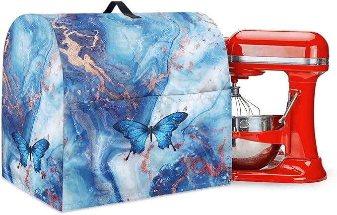 Blue Marble and Butterfly Mixer Covers Stand Mixer Dustproof Cover Compatible with Kitchen Aid Mixer Washable Stand Mixer Covers for 4.5-5 Qt Mixer