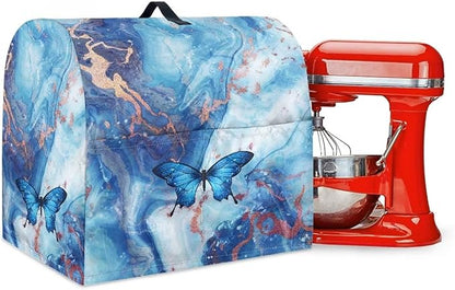 Blue Marble and Butterfly Mixer Covers Stand Mixer Dustproof Cover Compatible with Kitchen Aid Mixer Washable Stand Mixer Covers for 4.5-5 Qt Mixer