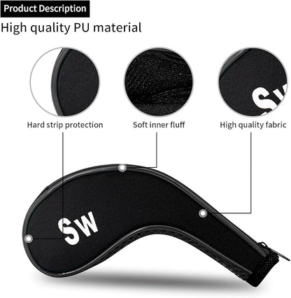 Golf 12pcs Thick Synthetic Golf Iron Head Covers Set Headcover Fit All Brands Callaway Ping Taylormade Cobra Etc. Also Custom Name