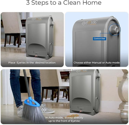 EyeVac Pro Touchless Vacuum Automatic Dustpan - Ultra Fast & Powerful - Great for Sweeping Salon Pet Hair Food Dirt Kitchen, Corded Canister Vacuum, Bagless, Automatic Sensors, 1400 Watt (Sliver)