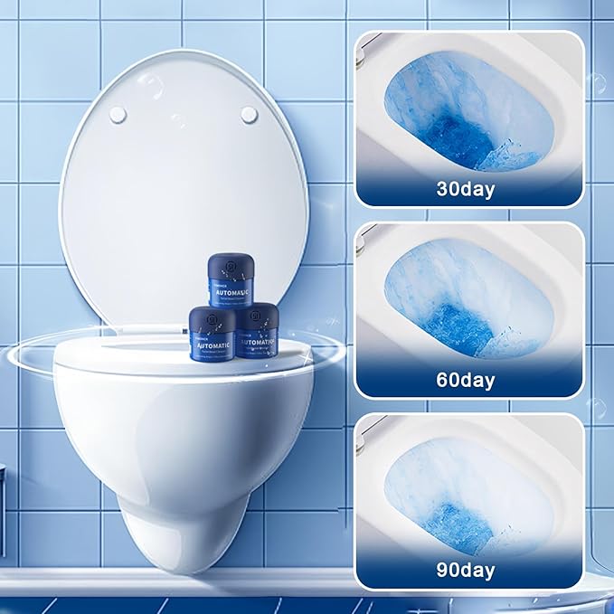 Toilet Bowl Cleaner, Automatic Long Lasting Continuous Toilet Bowl Cleaners Unscented,Bathroom Cleaner Prevent Stain Build Up Powerful Clean,3 Bottles Septic Safe Toilet Bowl Tablets in Bottle