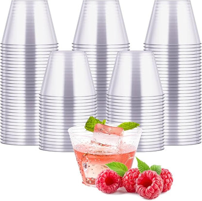 JOLLY CHEF 5 oz 100 Pack Small Clear Disposable Cups, Disposable Plastic Shot Glasses for Parties, Plastic Cocktail Glasses Wedding Tumblers, Perfect for Halloween Thanksgiving Christmas