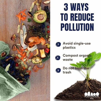 Plasticplace 40-45 Gallon Compostable Trash Bags │ 1 Mil │ Green Tint Garbage Can Liners │ 40” x 46” (50 Count)