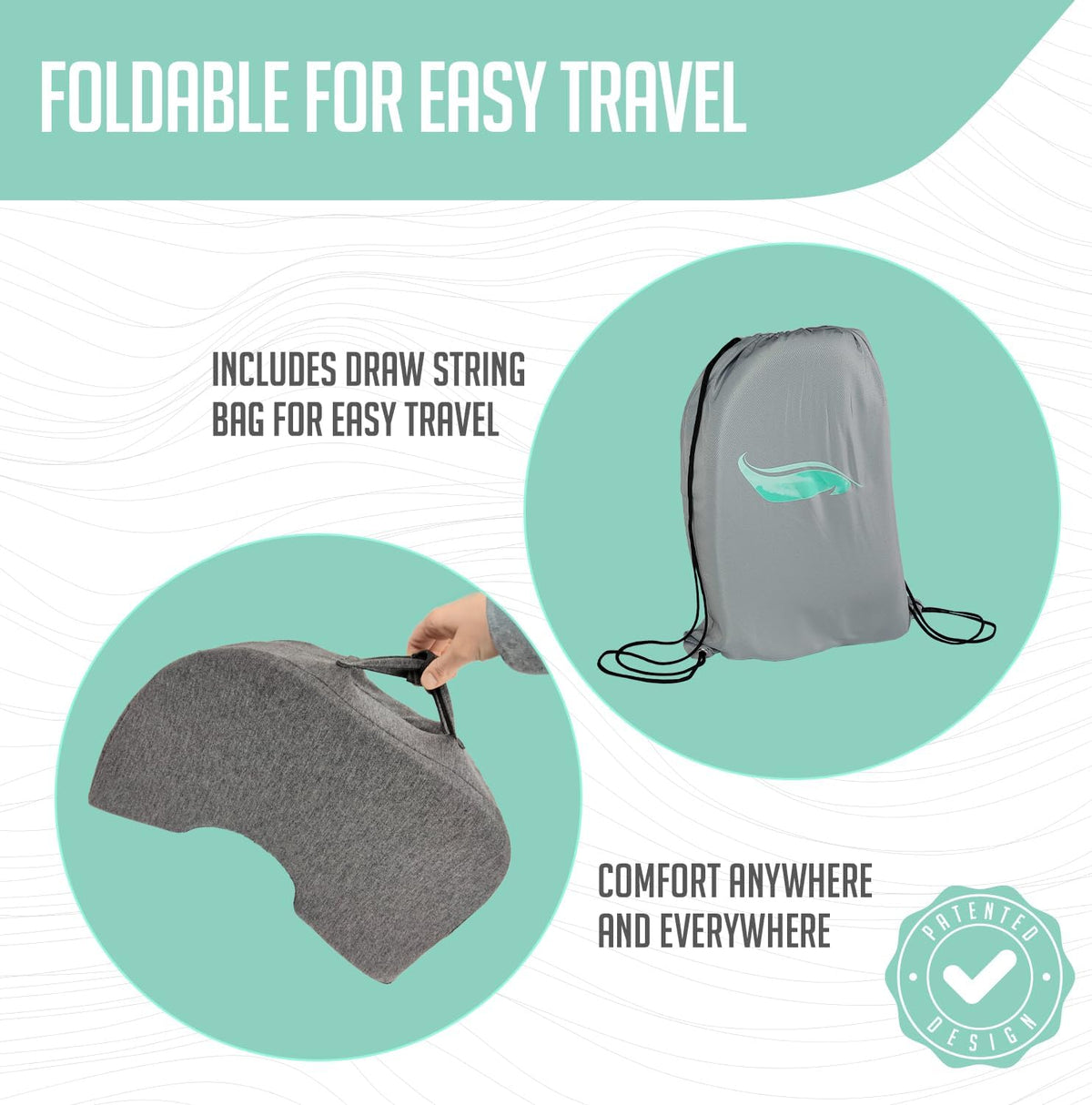Premium Foldable Travel Tailbone Seat Cushion - for Relief of Lower Back, Sciatic, Butt and Tailbone Pain - for Home & Office Use, Perfect for Travel or Driving