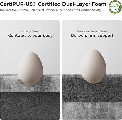 Firm Mattress Topper Queen Size 3 Inch, Cooling Gel & Bamboo Charcoal Memory Foam Mattress Topper for Back Pain Relief, Bamboo Dual-Layer Foam Bed Pad with Removable Cover