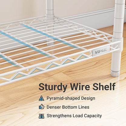 VIPEK V5 Medium Portable Closet Wardrobe Heavy Duty Clothes Rack, Freestanding Closet Metal Clothing Rack with 4 Hang Rods & 8 Shelves, Adjustable Custom Closet Rack, 56.7" Lx15.7 Wx76.4 H, White