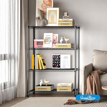 4-Shelf Adjustable Metal Shelf Wire Shelving Unit Storage Rack Display Shelf for Office,Kitchen,Bedroom,Bathroom,Laundry,Pantry Basement,Garage(Black,36" L x 14" W x 54" H)