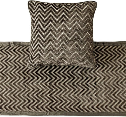 The HomeCentric King Queen Twin Grey Decorative Twin 53"x18" Bed Runner with 2 Pillow Cover, Crystals Bed Scarf on Velvet Fabric - Grey Crystal Chevy