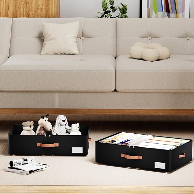 Underbed Storage With Wheels,Large Capacity 7.5 inches Height Storage Bins,Rolling Underbed Shoe Storage Containers,dorm Storage Drawers for clothes & blankets