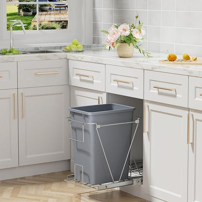 ROOMTEC 35QT Kitchen Trash Can, Lightweight and Sturdy Slim Trash Can, Wastebaskets for Office, Workspace, Kitchen, Bathroom, Easy to Clean, 1 Pack
