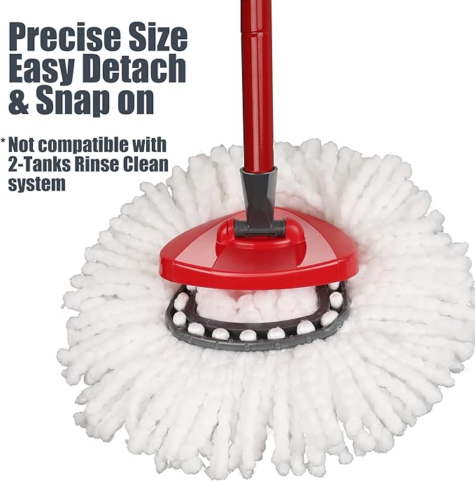 Mop Head Replacement for Ocedar: Spin Mop Heads Refill Compatible with O Cedar - 9 Pcs Kit Attachment Included 3 Microfiber Replace Heads, 55" Extended Mop Handle, 1 Mop Base and 1 Floor Scrub Brush