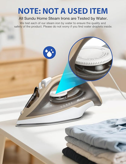 Large Irons Steamer for Clothes, 1500W Iron Non-Stick Ceramic Soleplate, 500 Microsteam Holes, Powerful Steam Iron, Auto shutoff, Self-Cleaning, 12.31oz Water Tank Ironing Clothes for All Fabrics