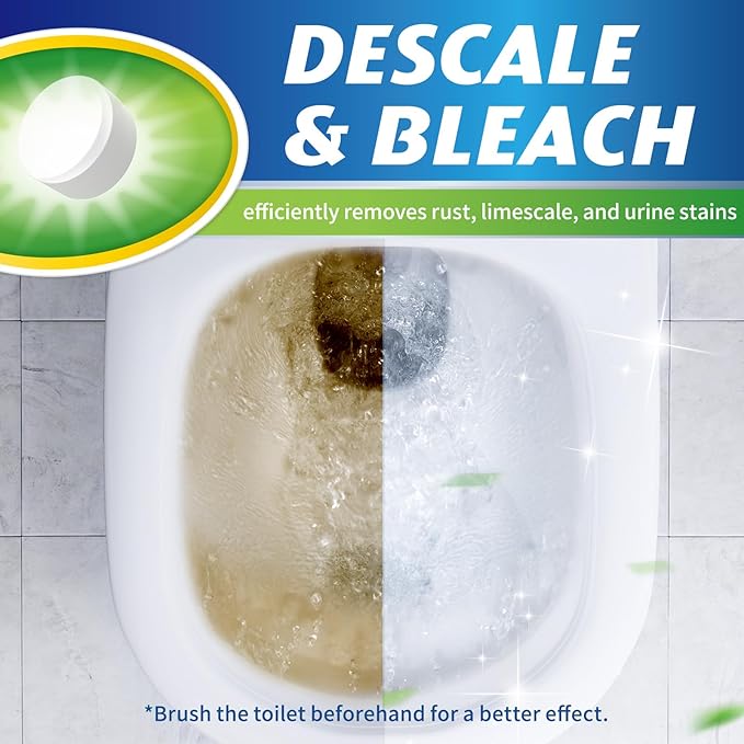 Toilet Bowl Cleaner Tablets - 20 PCS Automatic Bleach Toilet Cleaner Tablets, Slow-Releasing Deodorizing & Descaling, Powerful Bathroom Tank Cleaner