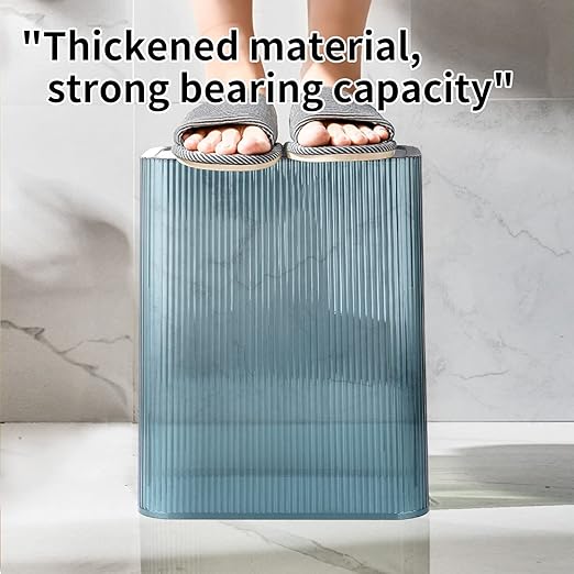 Transparent Trash Can, Bathroom Trash Cans with Lids, 2.6 Gallon Garbage Can for Bedroom, Office, Plastic Slim Waste Basket with Press Top Lid, 10L Clear Trash Bin for Home, Kitchen (Blue)
