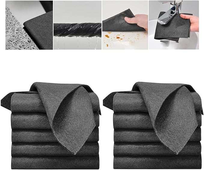 2023 New Thickened Magic Cleaning Cloth, Reusable Thicken Magic Fiber Microfiber Cleaning Cloth, Cleaning Cloths Rags for House Washable, Lint Free Microfiber Cleaning Cloth for TV Cars Windows (10PC)